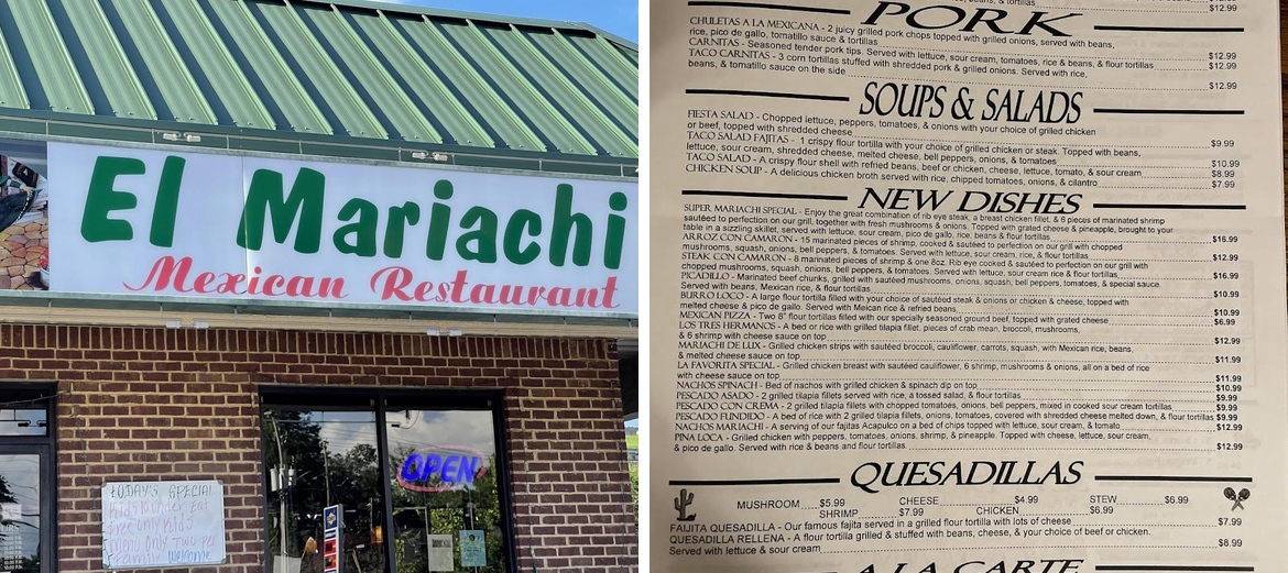El Mariachi Mexican Restaurant Menu