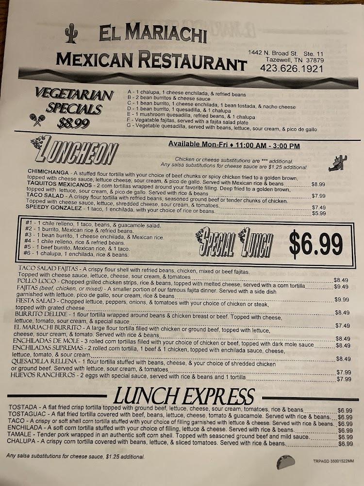 El Mariachi Mexican Restaurant Menu image 2